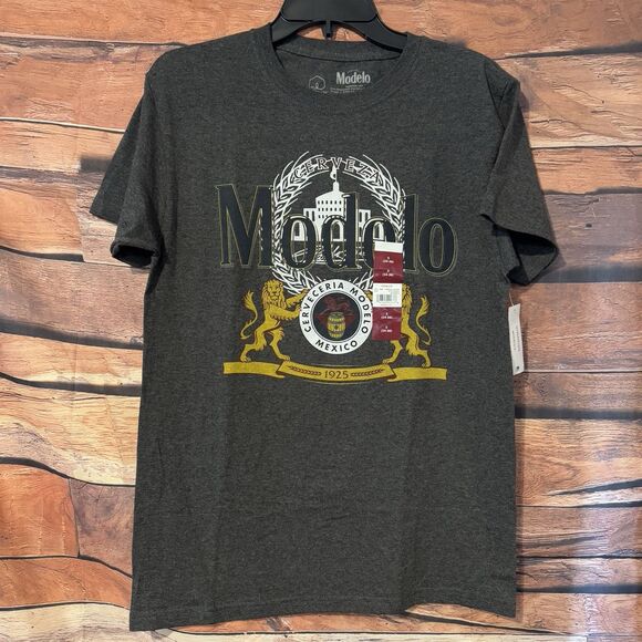 Modelo Cerveza T-Shirt S Gray Short Sleeve Mexico Lion Crest Capitol Graphic Tee - Picture 1 of 6